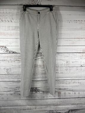 CAbi Pants Womens 4 White Check Twill Slim Tapered Ankle Stretch Dress Work
